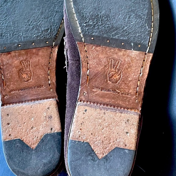 John Varvatos ⭐️ USA designer Suede Deep Brown Loafers Sz 1OM - Picture 4 of 4